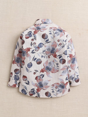 Ahhaaaa Boys' Ethnic Printed Cotton Blend Full Sleeve Kurta Shirt - Casual Traditional Wear for Kids