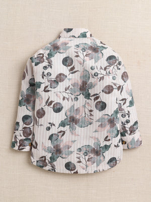 Ahhaaaa Boys' Ethnic Printed Cotton Blend Full Sleeve Kurta Shirt - Casual Traditional Wear for Kids