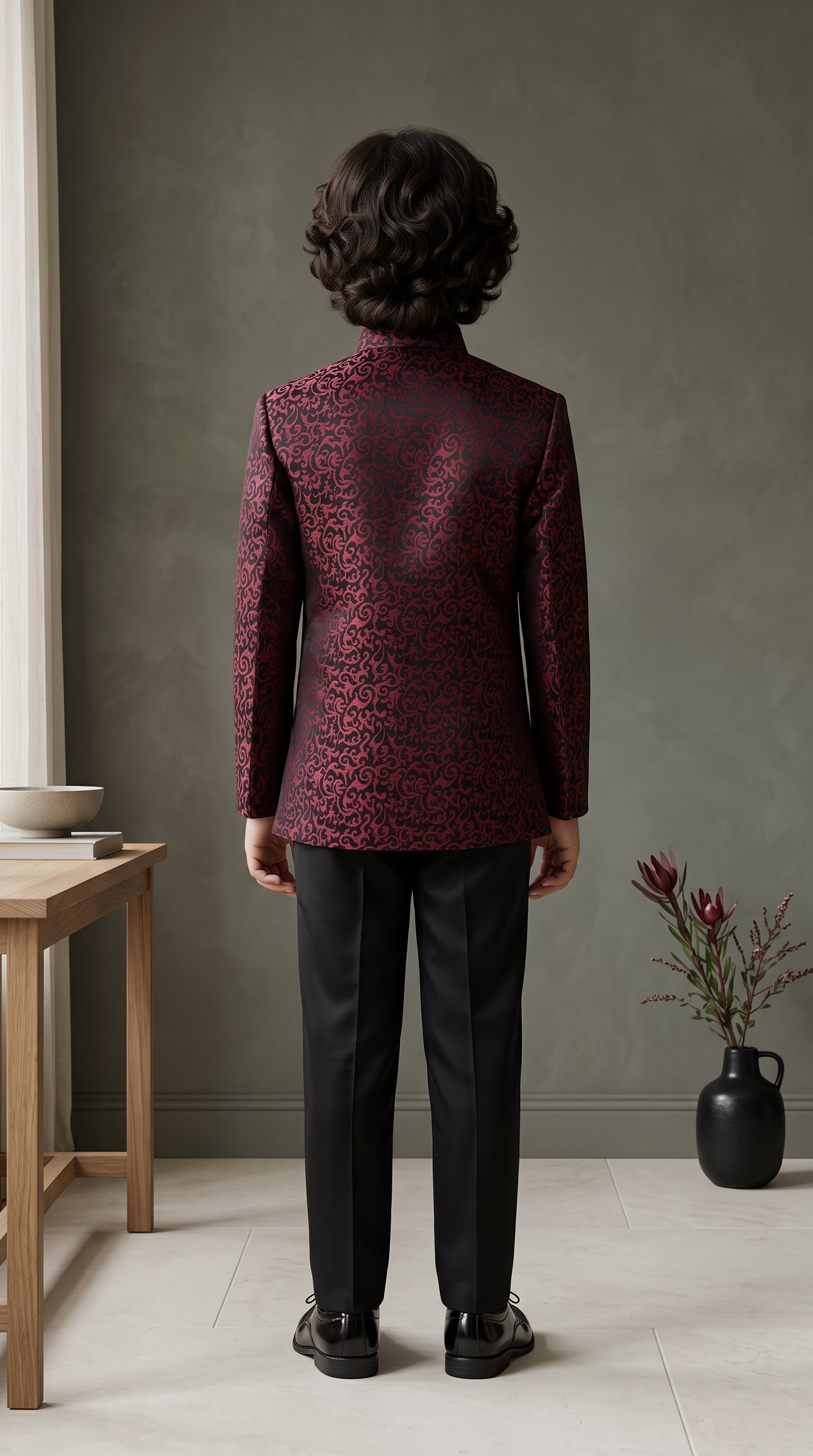 The Royal Tapestry Collection: Boys Premium Swirl Jacquard Jodhpuri Set