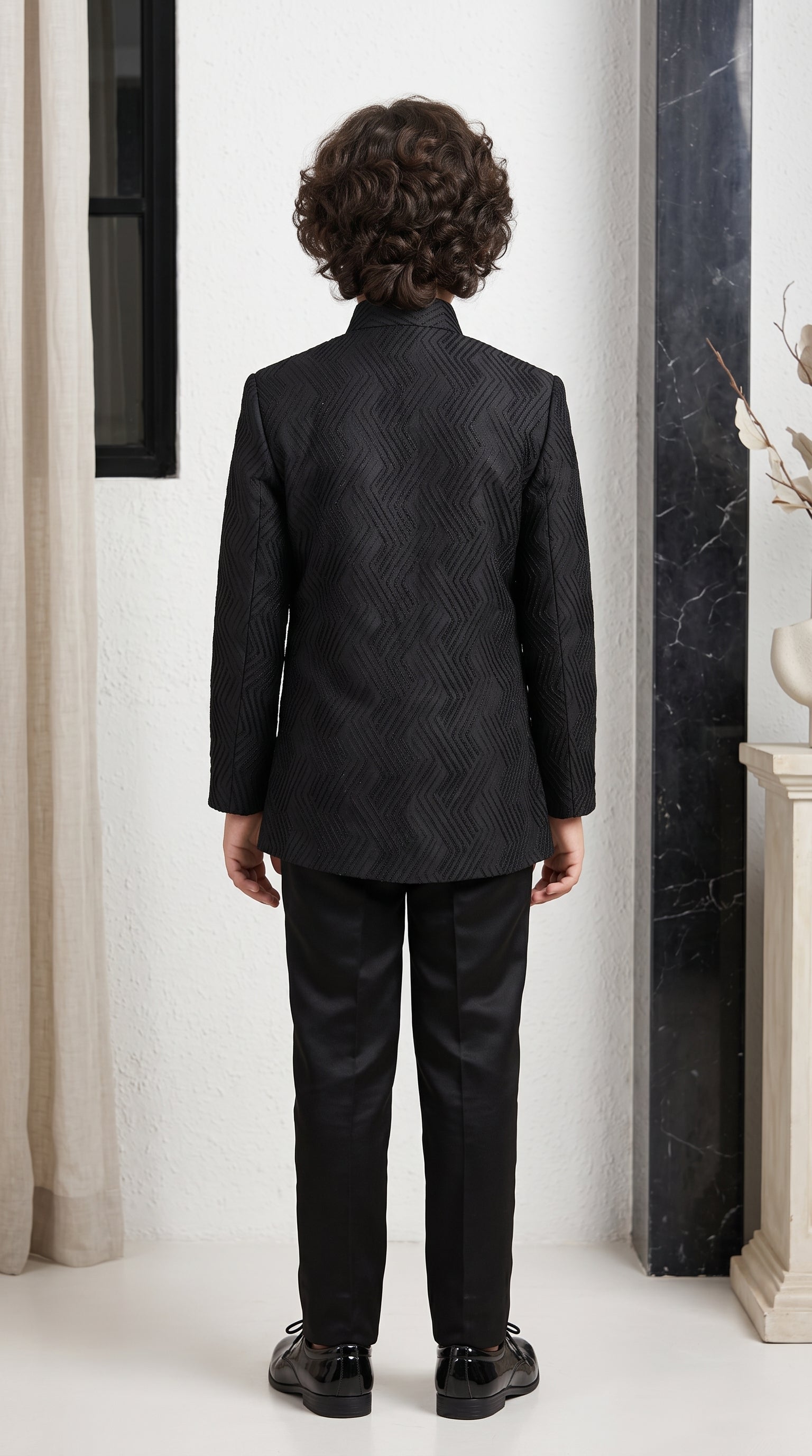 Ahhaaaa Boys 2-Piece Designer Jodhpuri Bandhgala Suit Set - Black, Navy, Wine (2-12 Years)