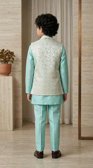 The Royal Diamond Collection: Boys 2-Piece Attached Indo-Western Set