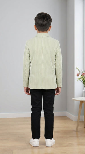 Ahhaaaa Boys' Luxury Japani Silk Striped Indo-Western Blazer & Trouser Set (Ages 2-8Y)