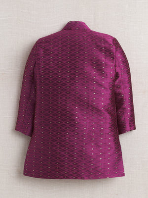 Ahhaaaa Woven Self-Design Boys Sherwani in Bottle Green | Kids Kurta Pajama Set with Mala for Festive Party