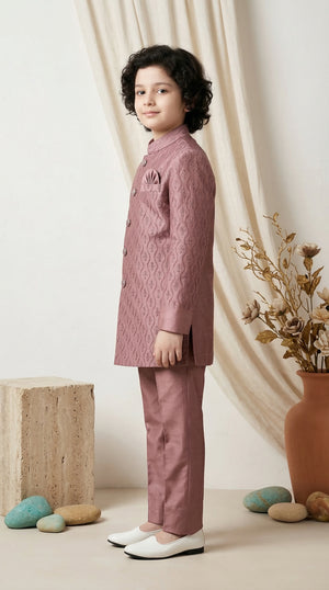 Ahhaaaa Boys Designer Jodhpuri Bandhgala Suit Set - Green, Pink, Cream (2-11 Years)