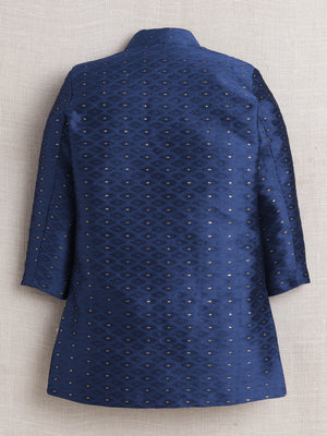 Ahhaaaa Woven Self-Design Boys Sherwani in Bottle Green | Kids Kurta Pajama Set with Mala for Festive Party