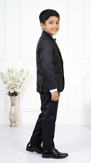 Ahhaaaa Boys Luxury 3-Piece Textured Coat Suit Set (Available in Wine, Black, Navy)