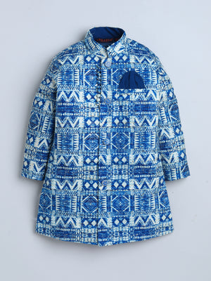 Ahhaaaa Boys' Cotton Geometric Print Jodhpuri Bandhgala Suit Set | Kids Indo-Western Ethnic Wear for Festive & Wedding Season