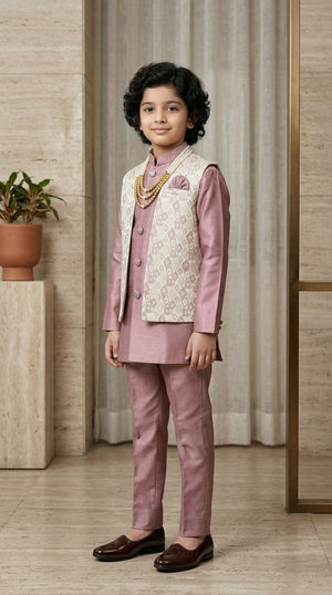 The Royal Diamond Collection: Boys 2-Piece Attached Indo-Western Set
