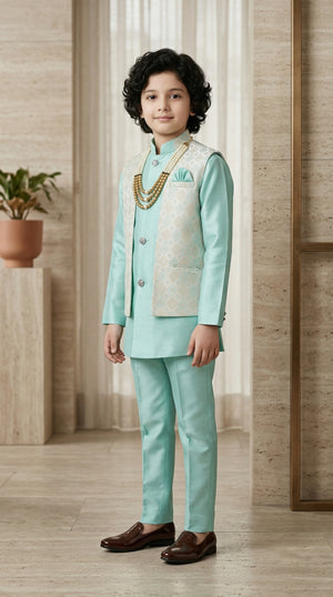 The Royal Diamond Collection: Boys 2-Piece Attached Indo-Western Set