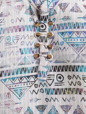 Ahhaaaa Boys' Ethnic Printed Cotton Blend Full Sleeve Kurta Shirt - Casual Traditional Wear for Kids