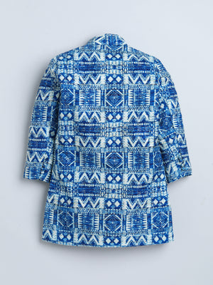 Ahhaaaa Boys' Cotton Geometric Print Jodhpuri Bandhgala Suit Set | Kids Indo-Western Ethnic Wear for Festive & Wedding Season