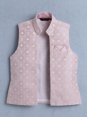 Ahhaaaa Boys Jacquard Sherwani Set | Gold, Pink, Green | Ethnic Party Wear 2-11Y