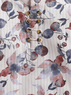 Ahhaaaa Boys' Ethnic Printed Cotton Blend Full Sleeve Kurta Shirt - Casual Traditional Wear for Kids