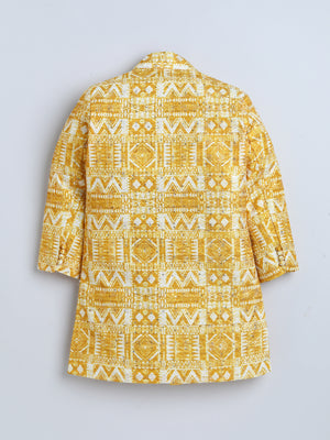 Ahhaaaa Boys' Cotton Geometric Print Jodhpuri Bandhgala Suit Set | Kids Indo-Western Ethnic Wear for Festive & Wedding Season