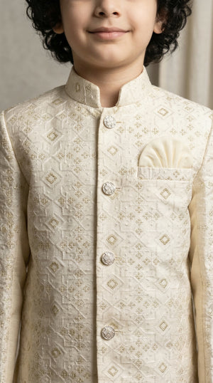 Ahhaaaa Boys Designer Jodhpuri Bandhgala Suit Set - Wine, Pink, Cream (2-11 Years)