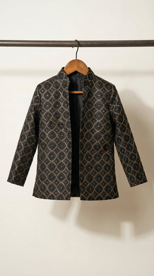 Ahhaaaa Boys 3-Piece Indo-Western Set with Embroidered Jacket & Kurta - Black, Pink, White (2-11 Years)