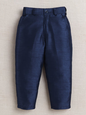 Ahhaaaa Woven Self-Design Boys Sherwani in Bottle Green | Kids Kurta Pajama Set with Mala for Festive Party