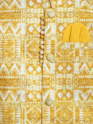 Ahhaaaa Boys' Cotton Geometric Print Jodhpuri Bandhgala Suit Set | Kids Indo-Western Ethnic Wear for Festive & Wedding Season