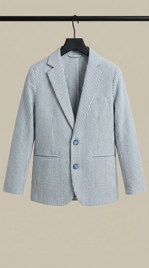 Ahhaaaa Boys' Luxury Japani Silk Striped Indo-Western Blazer & Trouser Set (Ages 2-8Y)