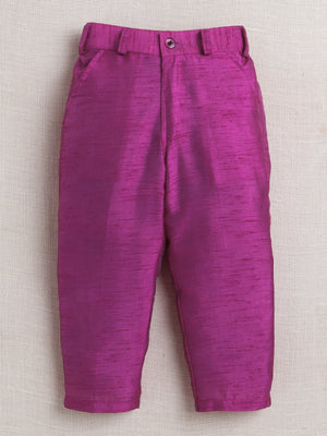 Ahhaaaa Woven Self-Design Boys Sherwani in Bottle Green | Kids Kurta Pajama Set with Mala for Festive Party