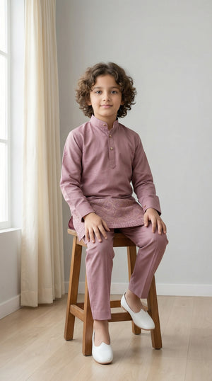 Ahhaaaa Boys Premium Viscose Kurta Set: Elegant Embroidered Festive Wear for Ages 2-11