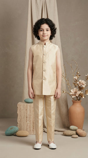 Ahhaaaa Boys 3-Piece Designer Indo-Western Jacket & Kurta Set - Blue, Gold, Maroon (2-11 Years)