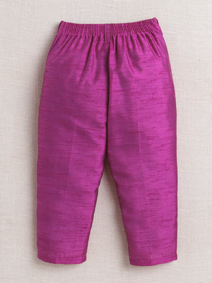 Ahhaaaa Woven Self-Design Boys Sherwani in Bottle Green | Kids Kurta Pajama Set with Mala for Festive Party