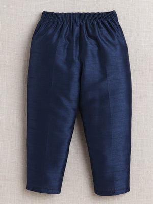 Ahhaaaa Woven Self-Design Boys Sherwani in Bottle Green | Kids Kurta Pajama Set with Mala for Festive Party