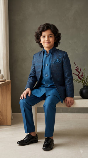 The Midnight Gala Collection: Boys Premium Indo-Western Sherwani Set