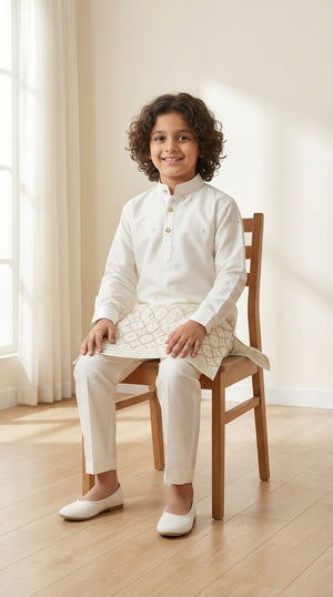 Ahhaaaa Boys Premium Viscose Kurta Set: Elegant Embroidered Festive Wear for Ages 2-11