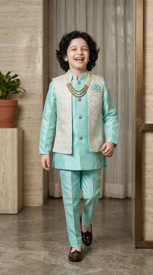 The Royal Diamond Collection: Boys 2-Piece Attached Indo-Western Set