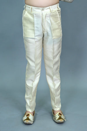 Ahhaaaa Boys Printed Jacquard Indo Western Sherwani Set Jodhpuri Suit Style Kurta Pyjama for kids