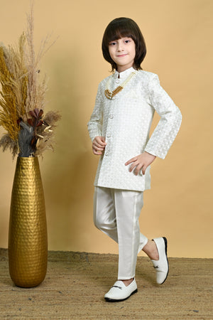Ahhaaaa Royal Prince Jodhpuri Suit for Boys | Kids Festive Bandhgala with Mala | Art Silk Indo-Western Wedding Outfit