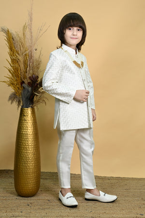 Ahhaaaa Royal Prince Jodhpuri Suit for Boys | Kids Festive Bandhgala with Mala | Art Silk Indo-Western Wedding Outfit