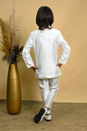 Ahhaaaa Royal Prince Jodhpuri Suit for Boys | Kids Festive Bandhgala with Mala | Art Silk Indo-Western Wedding Outfit