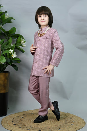 Ahhaaaa Royal Prince Jodhpuri Suit for Boys | Kids Festive Bandhgala with Mala | Art Silk Indo-Western Wedding Outfit