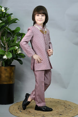 Ahhaaaa Royal Prince Jodhpuri Suit for Boys | Kids Festive Bandhgala with Mala | Art Silk Indo-Western Wedding Outfit
