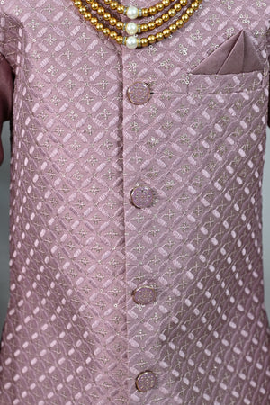 Ahhaaaa Royal Prince Jodhpuri Suit for Boys | Kids Festive Bandhgala with Mala | Art Silk Indo-Western Wedding Outfit