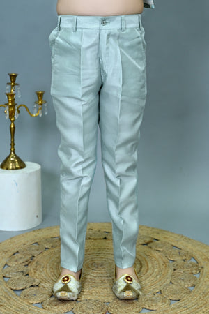 Ahhaaaa Boys Printed Jacquard Indo Western Sherwani Set Jodhpuri Suit Style Kurta Pyjama for kids