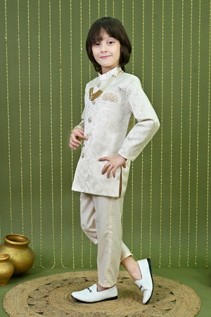 Ahhaaaa Boys 2 Piece Jacquard with Zari Work Kids Wedding & Festive Wear