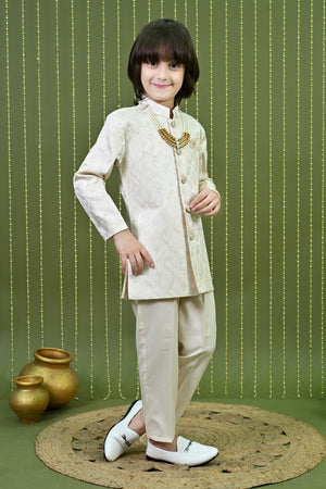 Ahhaaaa Boys 2 Piece Jacquard with Zari Work Kids Wedding & Festive Wear