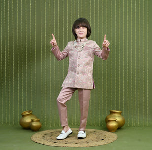 Ahhaaaa Boys Jodhpuri Sherwani Suit – 2 Piece Set with Embroidered Sequin Work