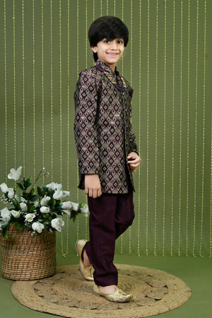 Ahhaaaa Boys Jodhpuri Sherwani Suit – 2 Piece Jacquard with Sequin Embroidery