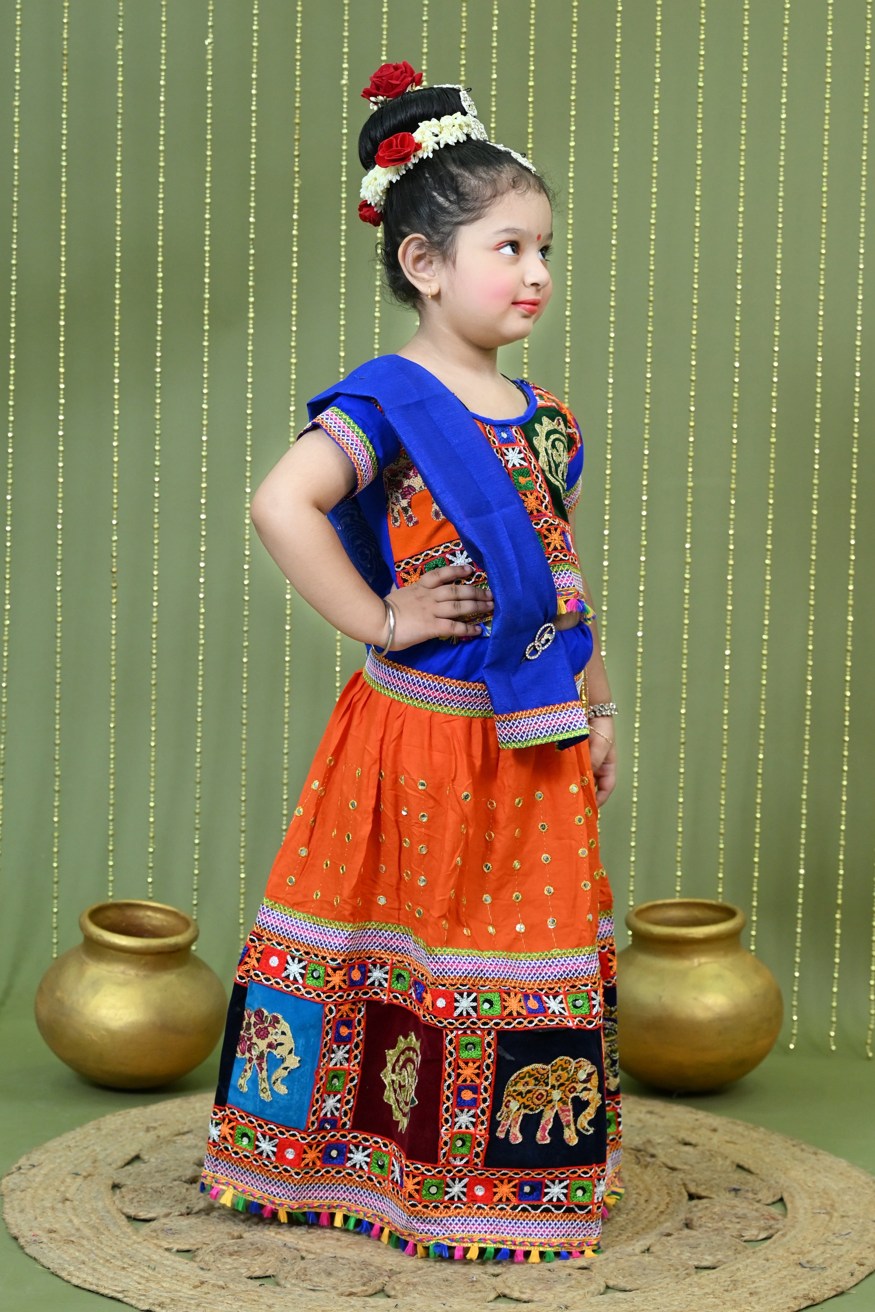 Kids Ethnic Wear Lehenga Choli for Girls | Gujarati Dandiya Raas Dress with Embroidery