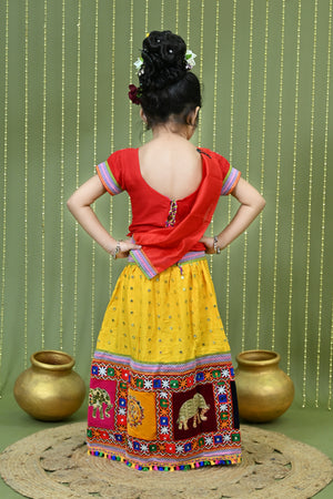 Kids Ethnic Wear Lehenga Choli for Girls | Gujarati Dandiya Raas Dress with Embroidery