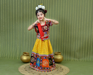 Kids Ethnic Wear Lehenga Choli for Girls | Gujarati Dandiya Raas Dress with Embroidery