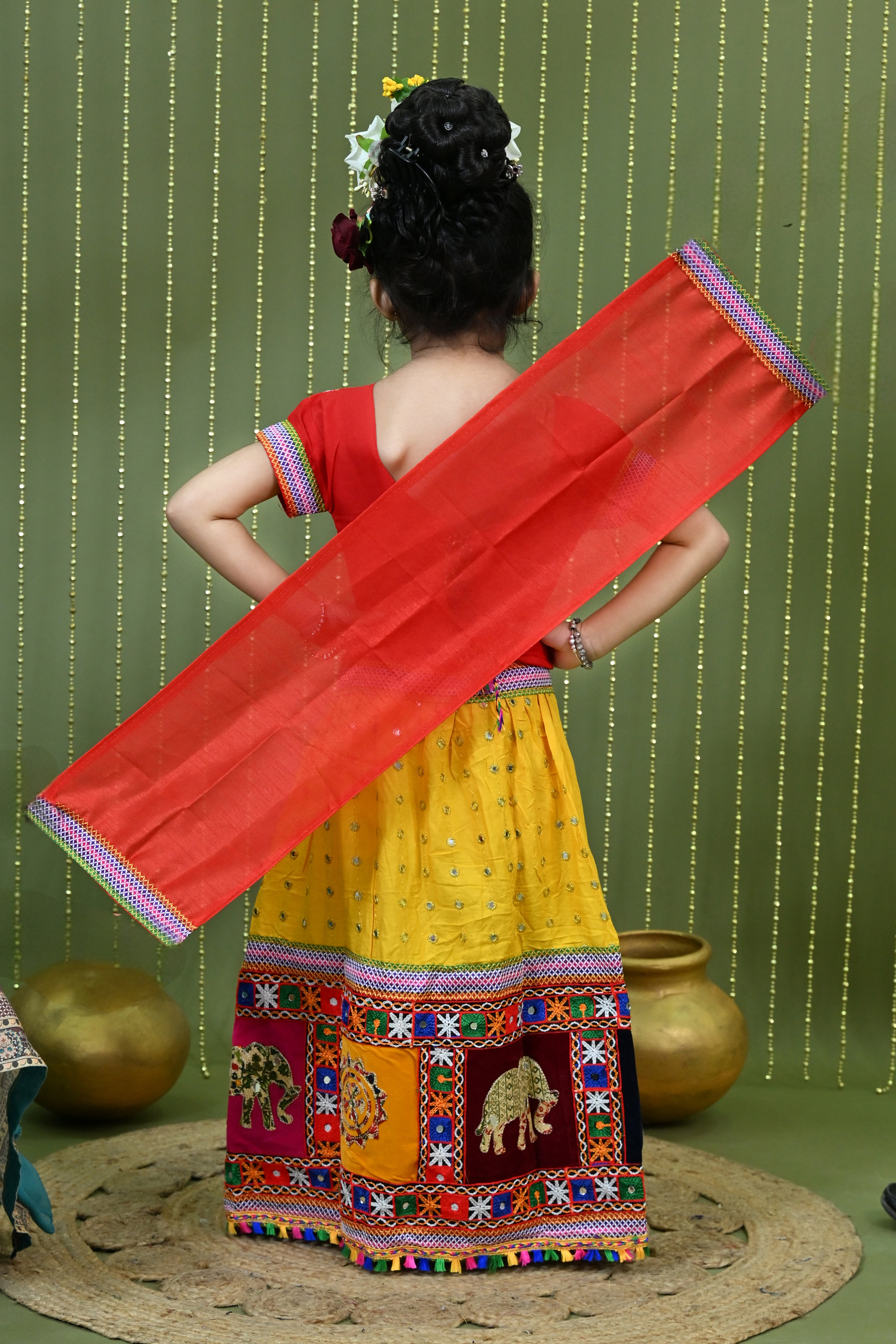 Kids Ethnic Wear Lehenga Choli for Girls | Gujarati Dandiya Raas Dress with Embroidery