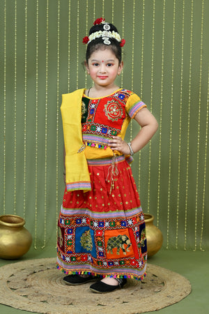 Kids Ethnic Wear Lehenga Choli for Girls | Gujarati Dandiya Raas Dress with Embroidery