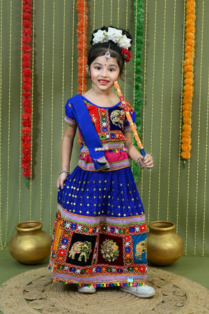 Kids Ethnic Wear Lehenga Choli for Girls | Gujarati Dandiya Raas Dress with Embroidery