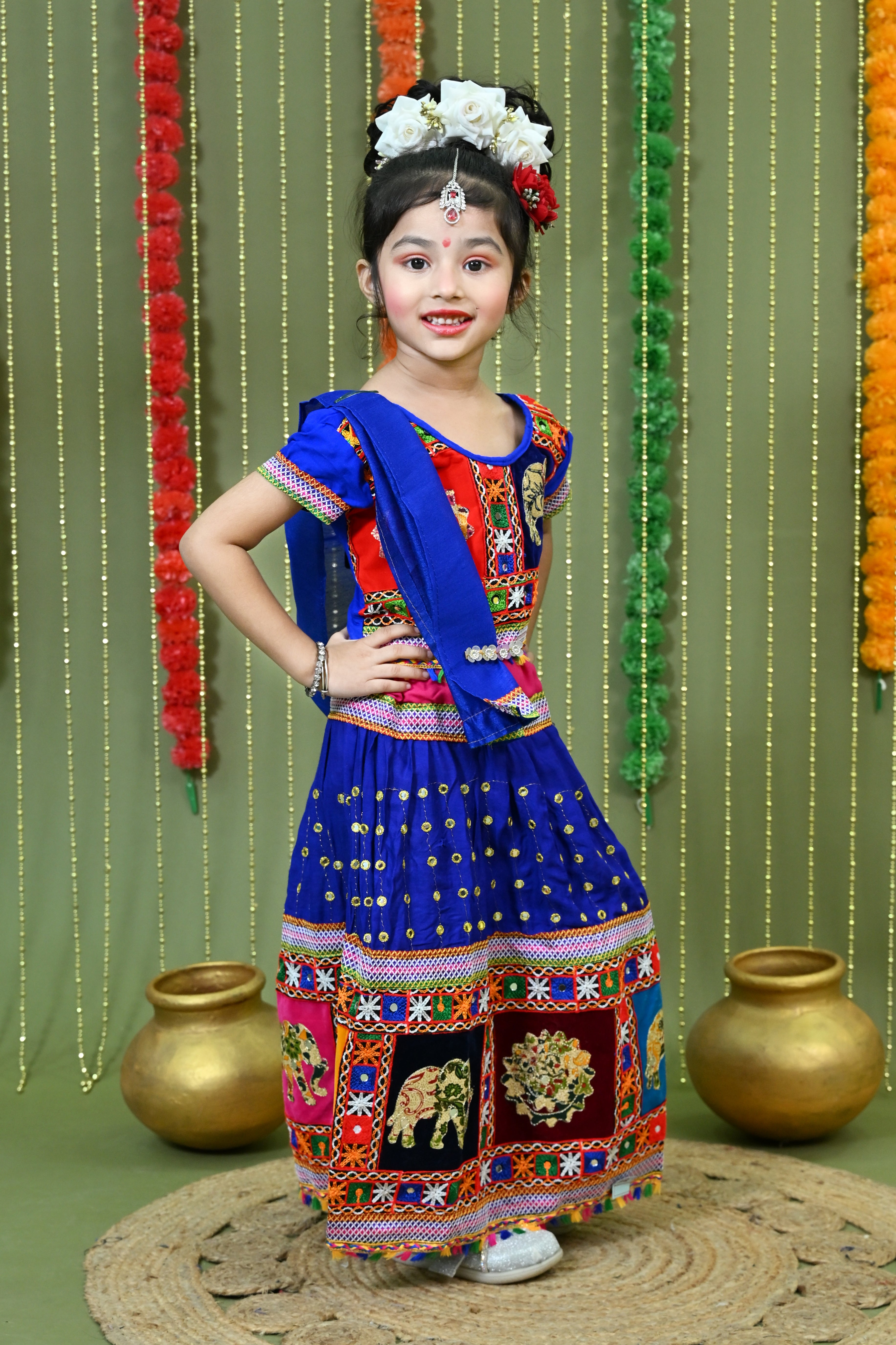 Kids Ethnic Wear Lehenga Choli for Girls | Gujarati Dandiya Raas Dress with Embroidery